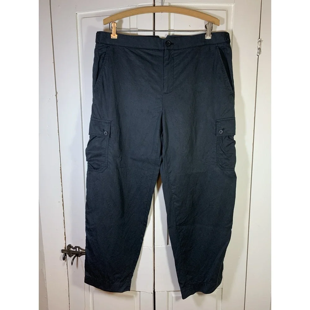 Banana‎ Republic Cargo Pants Women's Size 12 Black Lyocell Zip Buttons Goth Emo